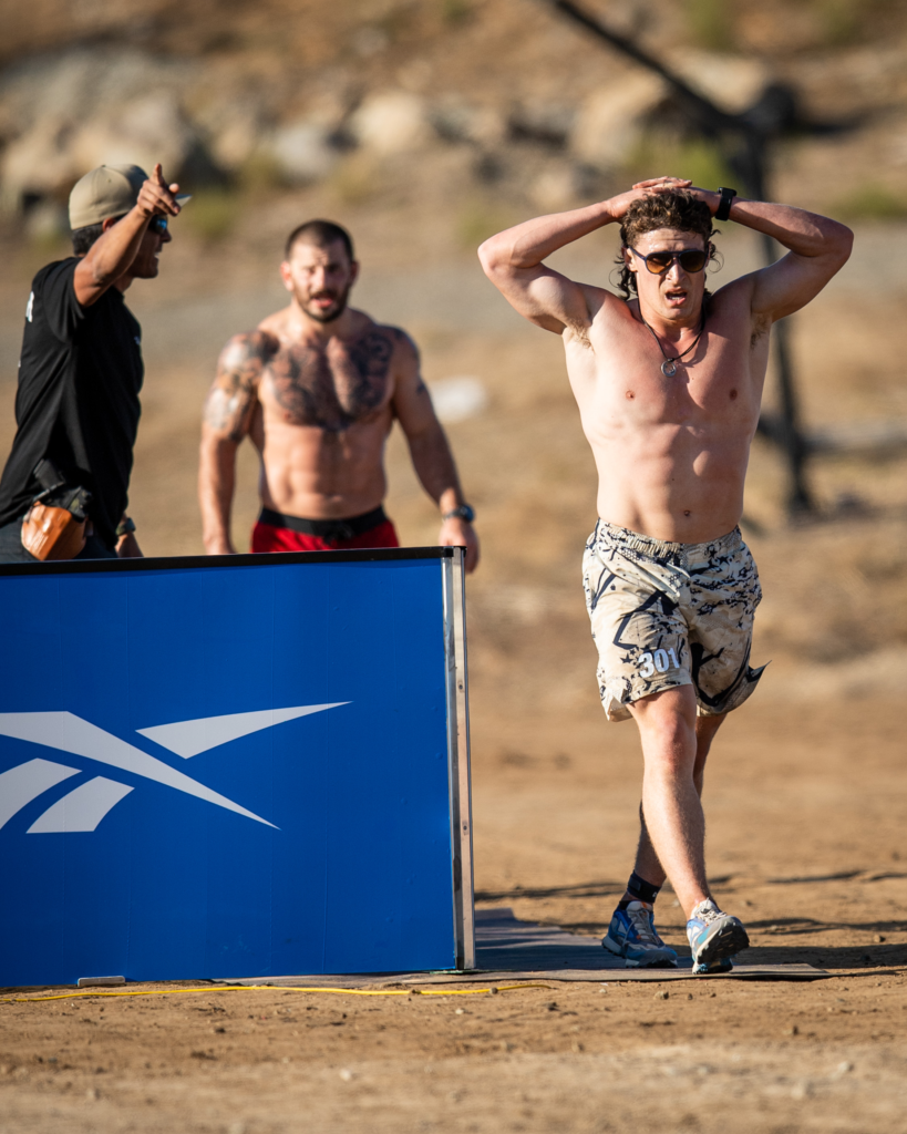 justin medeiros during trail run with mat fraser in background